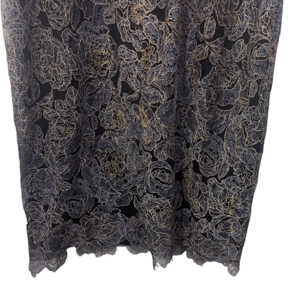 NWT Tadashi Shoji Rose Motif Lace Metallic Cocktail Dress Size 8 - Picture 8 of 14